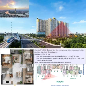 Căn góc 3PN2WC tầng cao view sông