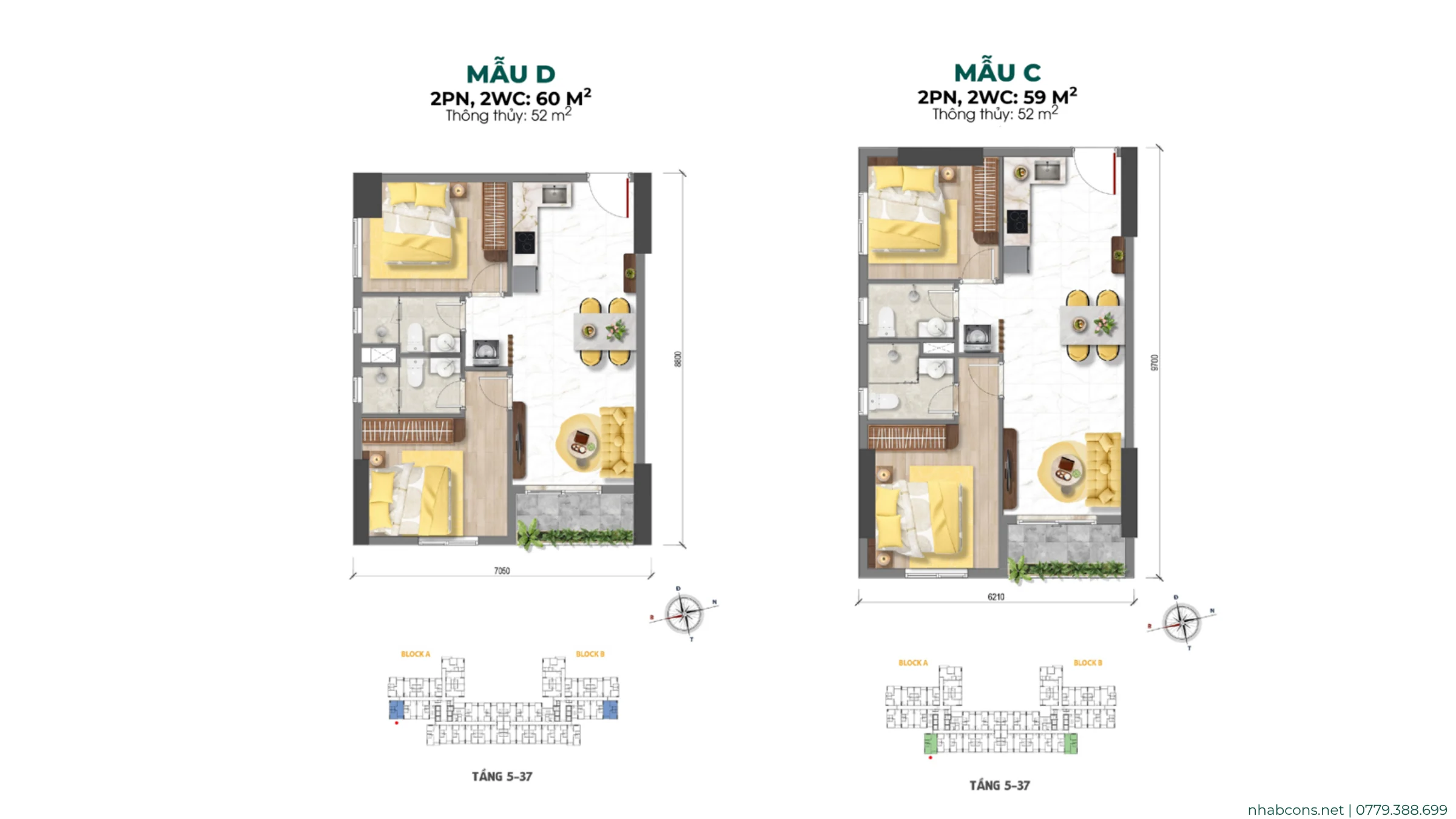 Căn hộ 2PN2WC Bcons Aria - Căn góc