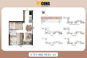 căn hộ 2PN1WC Bcons NewSky