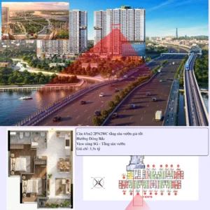 Căn hộ 2PN2WC tầng sân vườn Bcons NewSky