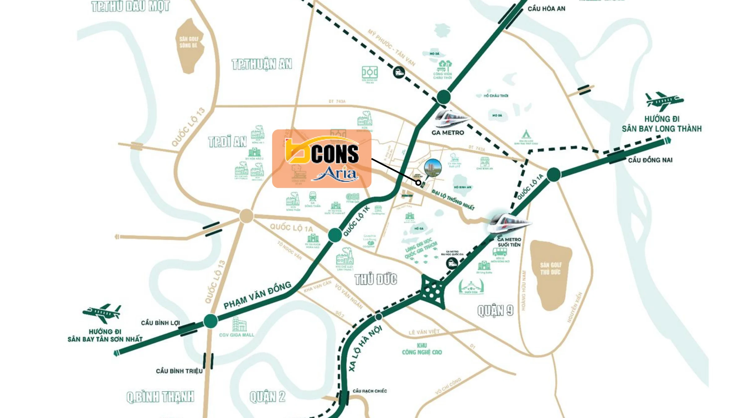 Vị trí dự án Bcons Aria - Làng đại học quốc gia tphcm