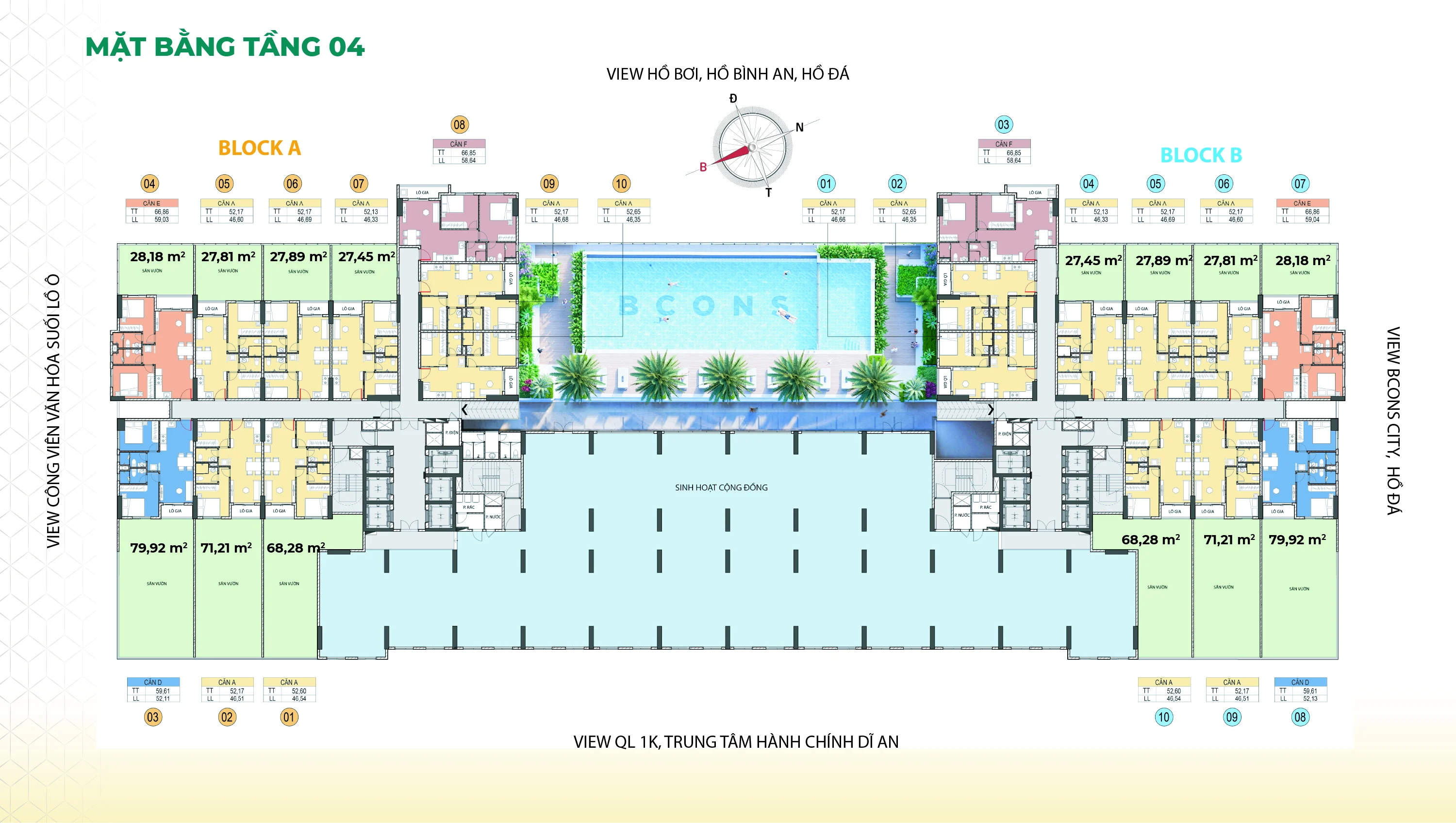 Mặt bằng tầng 4 Bcons Aria