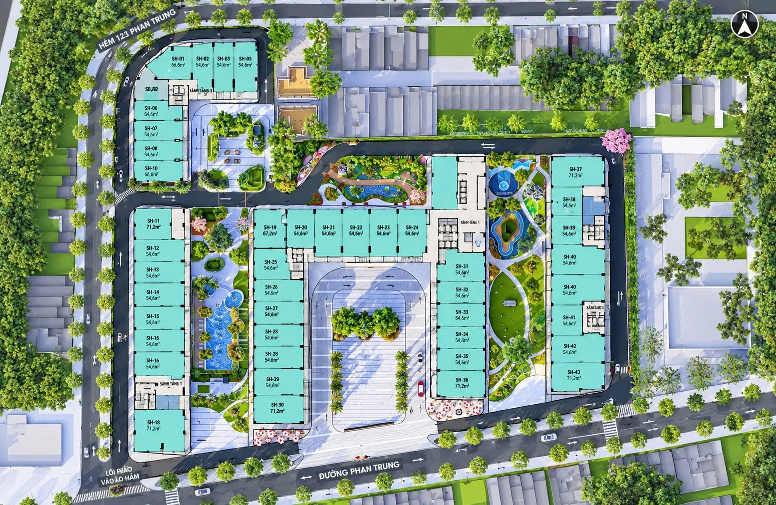 Mặt bằng Shophouse Bcons Central Park Biên Hòa