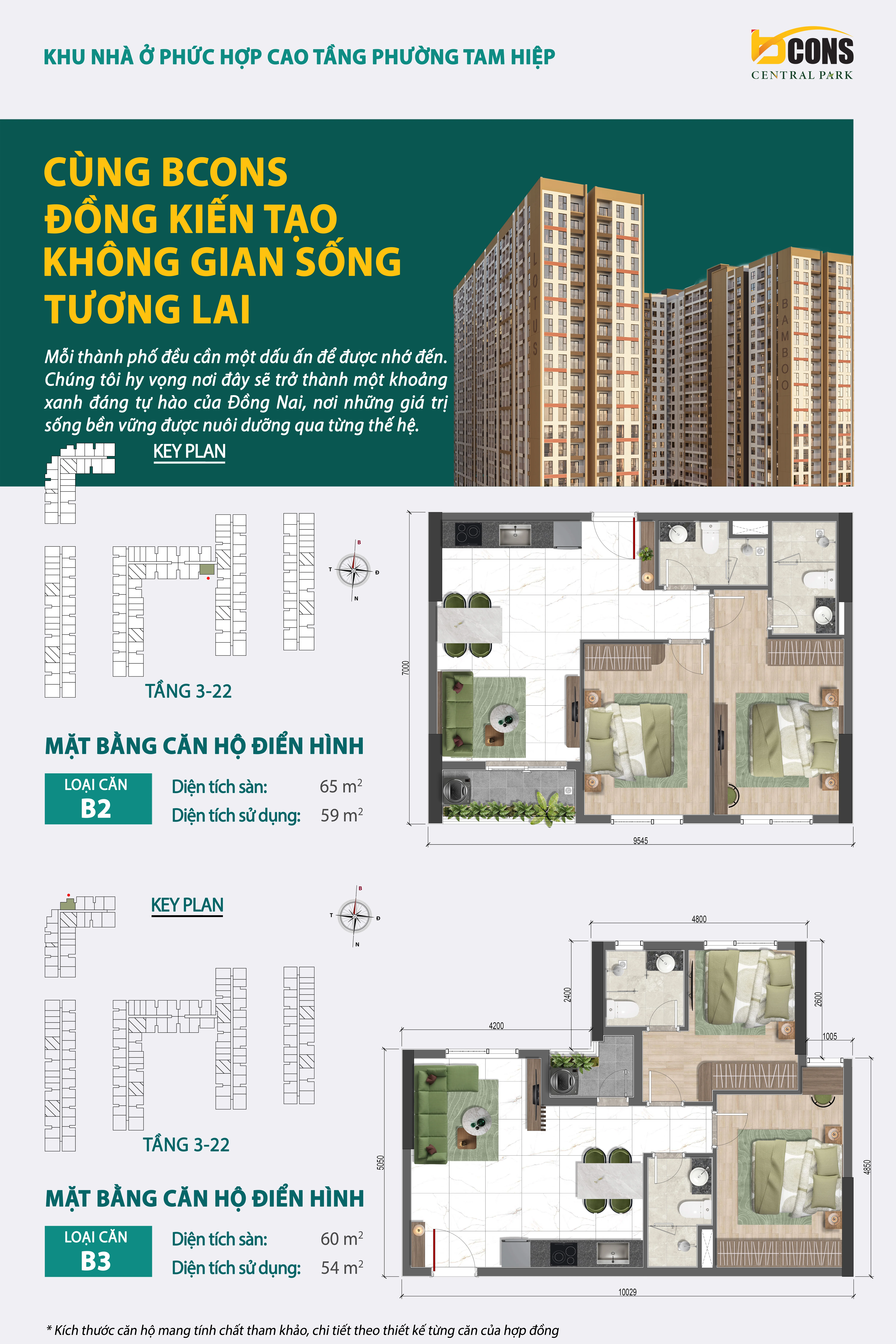 Layout căn 2PN Bcons Central Park
