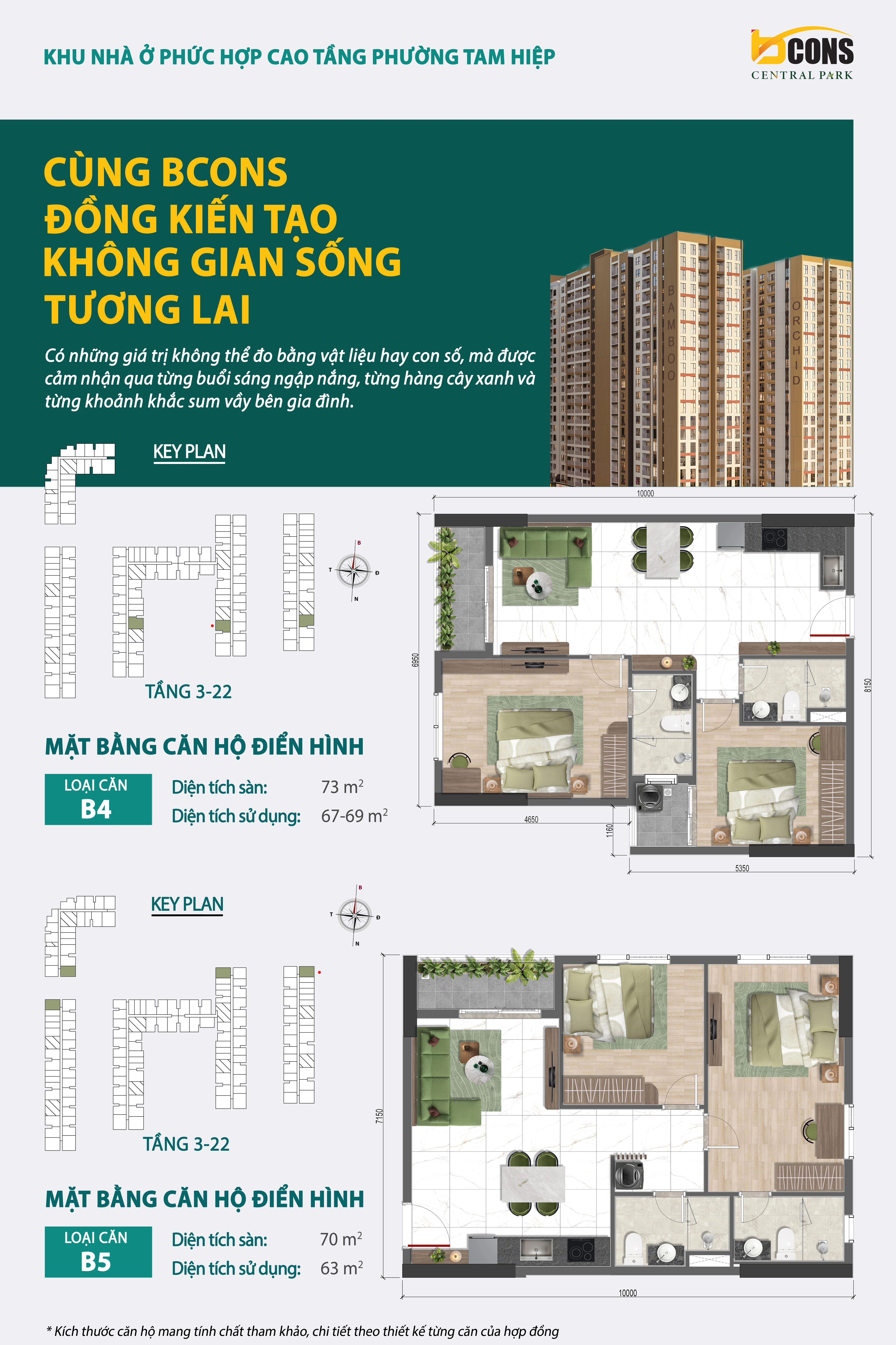 Layout căn 2PN Bcons Central Park