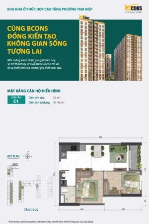 Layout căn 2PN Bcons Central Park